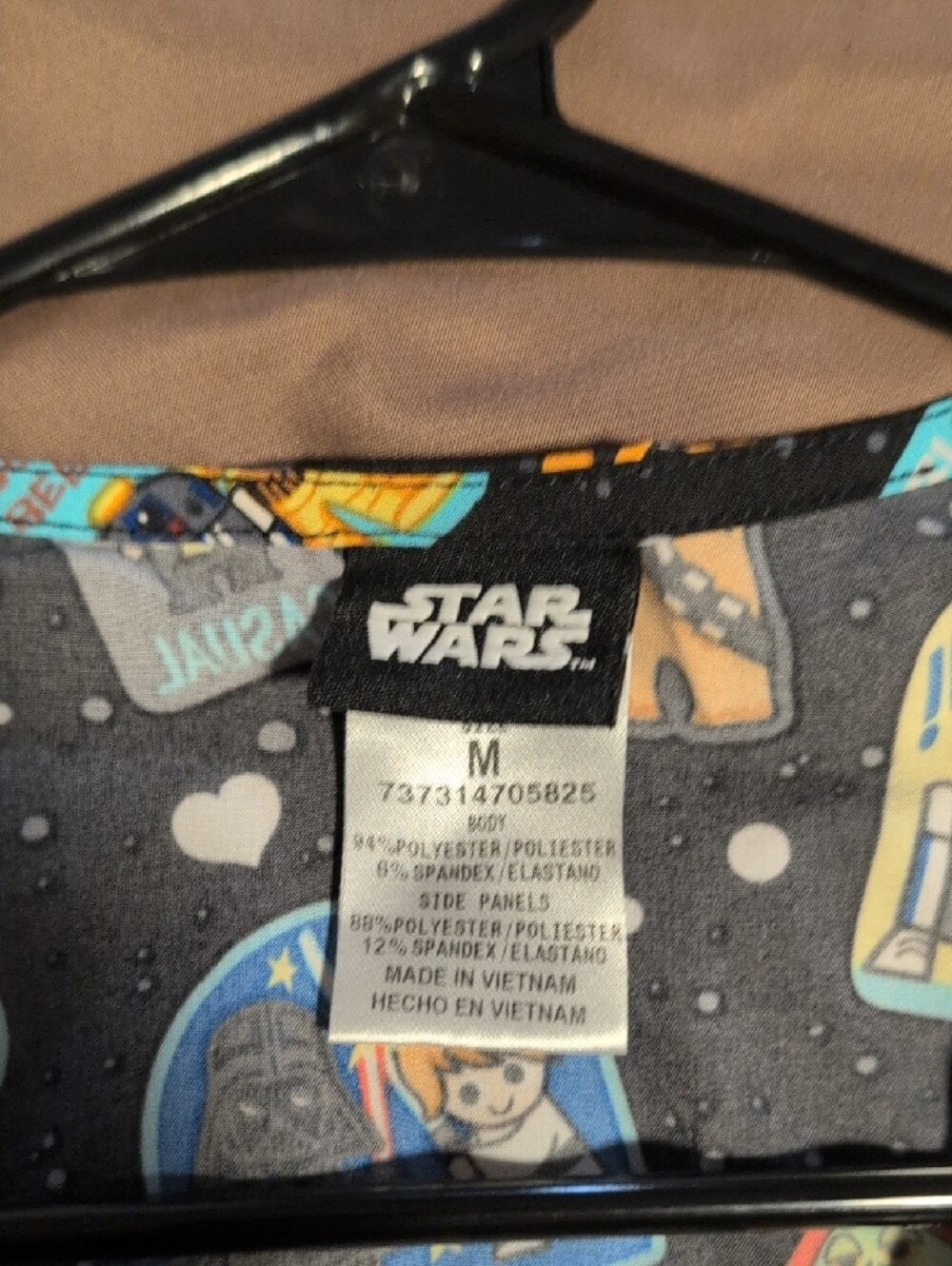 Star Wars Black Short Sleeve Women's Graphic Tee with Multicolor Patches. - Picture 3 of 3